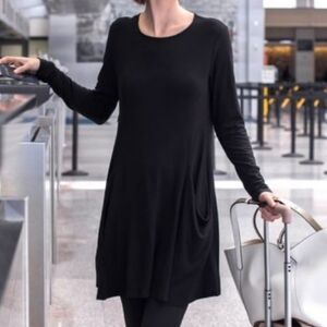 Betabrand Black Long Sleeve Dress Modal Silk Blend Betabrand Travel Dress